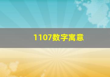 1107数字寓意