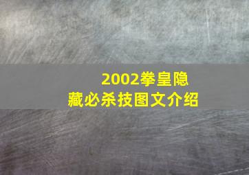 2002拳皇隐藏必杀技图文介绍