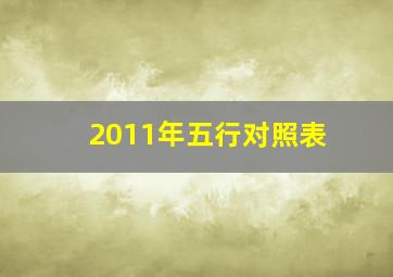 2011年五行对照表