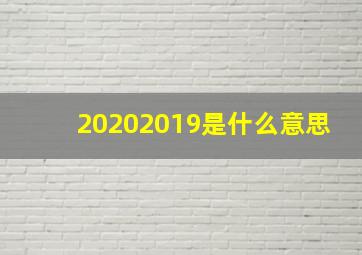 20202019是什么意思