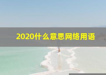 2020什么意思网络用语