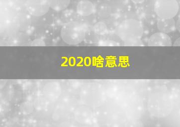 2020啥意思