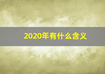 2020年有什么含义