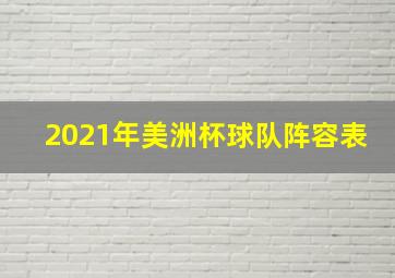 2021年美洲杯球队阵容表