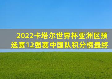 2022卡塔尔世界杯亚洲区预选赛12强赛中国队积分榜最终