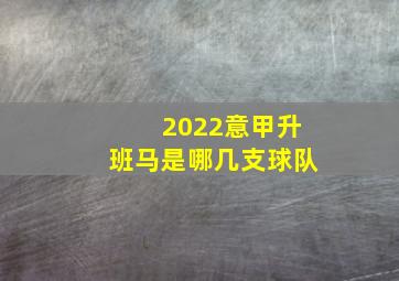 2022意甲升班马是哪几支球队