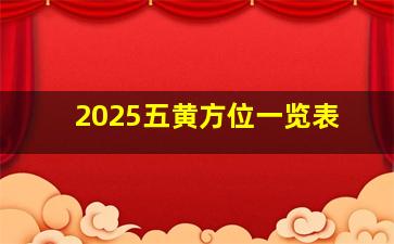 2025五黄方位一览表