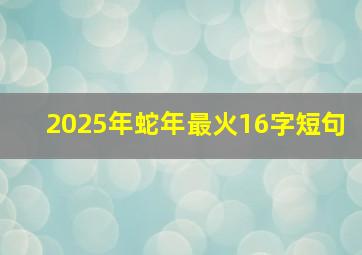 2025年蛇年最火16字短句