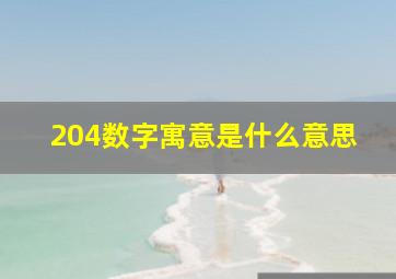 204数字寓意是什么意思