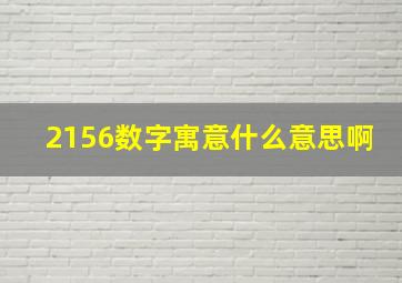 2156数字寓意什么意思啊