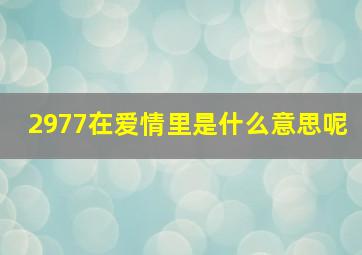 2977在爱情里是什么意思呢