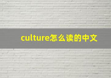 culture怎么读的中文