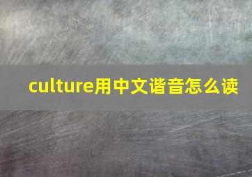 culture用中文谐音怎么读