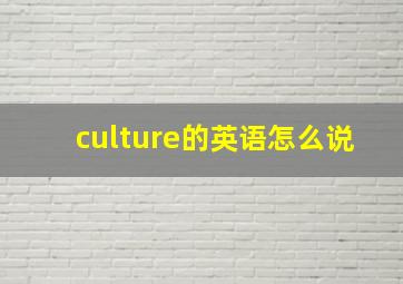 culture的英语怎么说