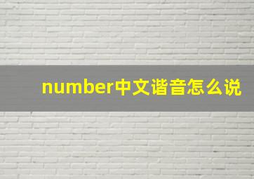 number中文谐音怎么说