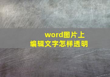 word图片上编辑文字怎样透明