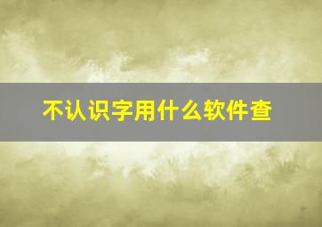 不认识字用什么软件查