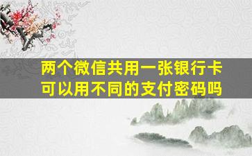 两个微信共用一张银行卡可以用不同的支付密码吗