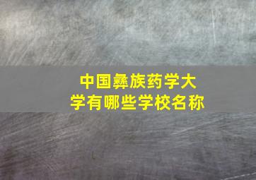 中国彝族药学大学有哪些学校名称