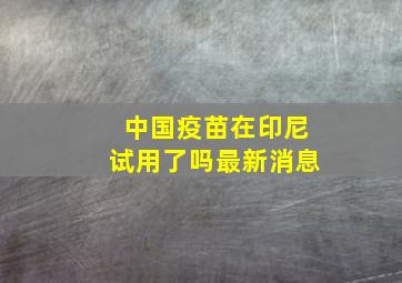 中国疫苗在印尼试用了吗最新消息