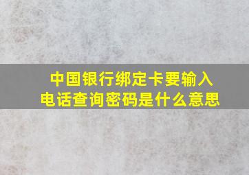 中国银行绑定卡要输入电话查询密码是什么意思