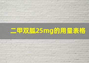 二甲双胍25mg的用量表格