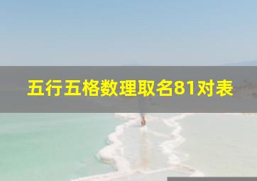 五行五格数理取名81对表