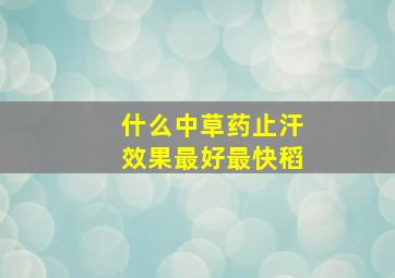 什么中草药止汗效果最好最快稻