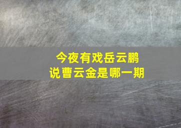 今夜有戏岳云鹏说曹云金是哪一期