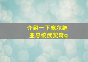 介绍一下塞尔维亚总统武契奇g