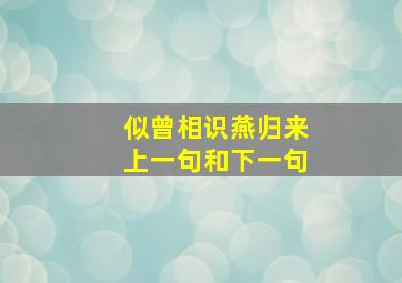 似曾相识燕归来上一句和下一句