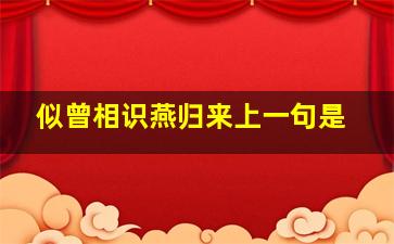 似曾相识燕归来上一句是