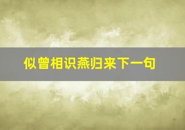 似曾相识燕归来下一句