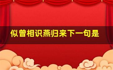 似曾相识燕归来下一句是