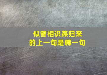 似曾相识燕归来的上一句是哪一句