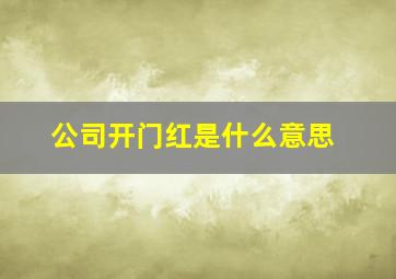 公司开门红是什么意思