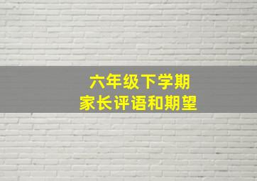 六年级下学期家长评语和期望