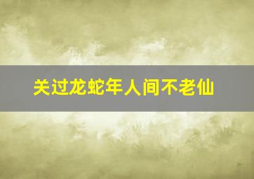 关过龙蛇年人间不老仙