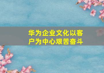 华为企业文化以客户为中心艰苦奋斗