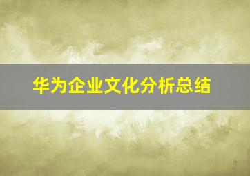 华为企业文化分析总结