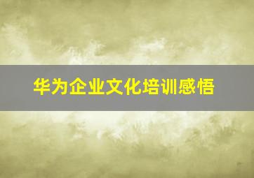 华为企业文化培训感悟