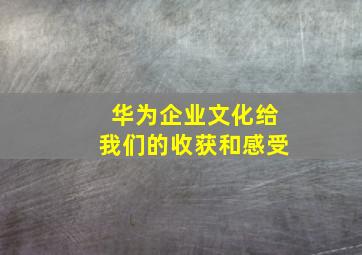 华为企业文化给我们的收获和感受