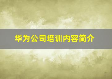 华为公司培训内容简介