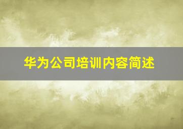 华为公司培训内容简述