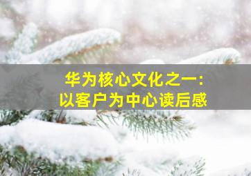 华为核心文化之一:以客户为中心读后感