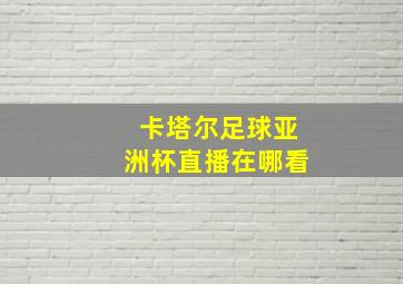 卡塔尔足球亚洲杯直播在哪看