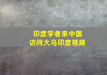 印度学者来中国访问大马印度视频