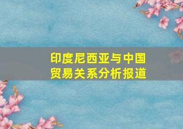 印度尼西亚与中国贸易关系分析报道