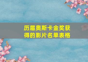 历届奥斯卡金奖获得的影片名单表格