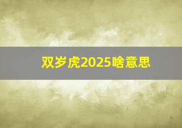 双岁虎2025啥意思